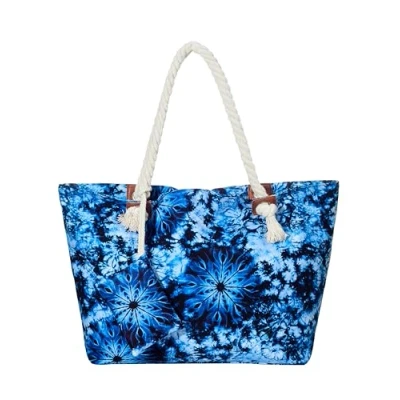 Afbeelding van Grote waterafstotende strandtas met rits hippie psychedelic 70&#039;s