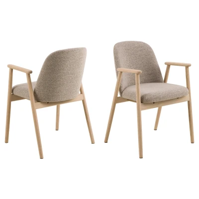 Afbeelding van Hjem Interiors Lloyd Eetkamerstoel Eiken / Beige Bouclé