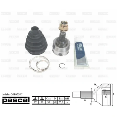 Afbeelding van Homokineet reparatie set, aandrijfas PASCAL G1F055PC