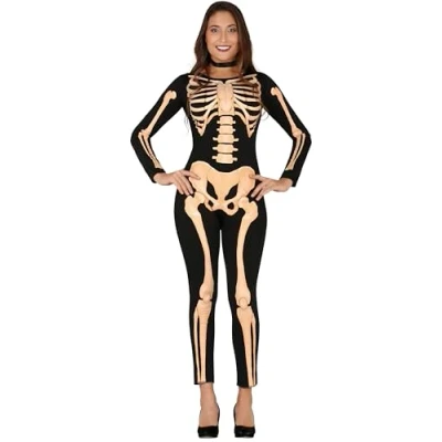 Afbeelding van Fiestas Guirca Verkleedpak Skeleton Dames Polyester Zwart/goud Mt L