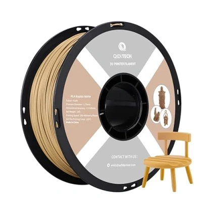 Afbeelding van QIDI TECH Mat PLA Rapido Filament 1.75mm, 3D Printer 1kg Spoel (2.2lbs), Geschikt Voor High Speed Printing, Printing de Meeste FDM Printers, Kraft