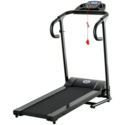 Afbeelding van HOMCOM Loopband inklapbaar elektrisch 500 W 0,8 10 km/u 0,75HP LCD display telefoonhouder geschikt voor home gym indoor fitness zwart 123 x 62 117 cm