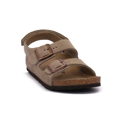 Afbeelding van Birkenstock Kids Milano sandaal van suède in de kleur Taupe, maat: 32