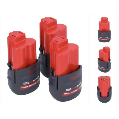 Afbeelding van Milwaukee accuset 3x M12 HB2.5 High Output 12 V 2,5 Ah / 2500 mAh Li Ion accu ( 4932480164 )