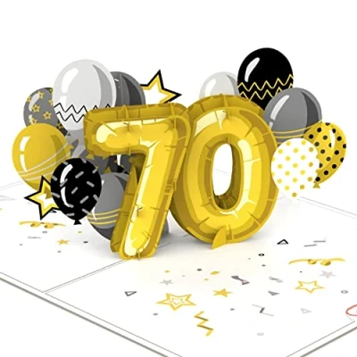 Afbeelding van papercrush® Pop Up Card 70e verjaardag handgemaakte 3D verjaardagskaart voor vrouwen en mannen (70 jaar), felicitaties de speciale wenskaart incl. envelop