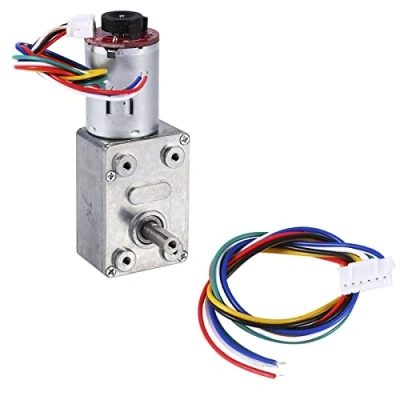 Afbeelding van DC Worm Gear Motor 12V Hoge Torque Reduction Box met Encoder Srong Zelfvergrendelende 6mm Output Shaft 10RPM