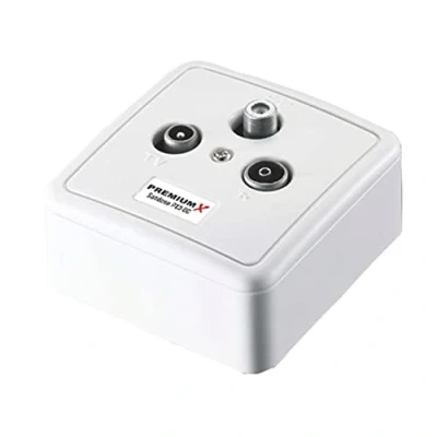 Afbeelding van Premium X PX3 DC 3 voudige satellietdoorgangsdoos doorgang antennedoos doos SAT TV radio DVB T Unicable opbouw inbouw