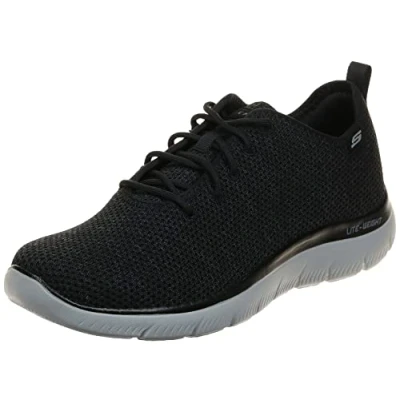 Afbeelding van Skechers 232394 Bkgy Sneakers voor heren, Zwarte gebreide rand, 45 EU