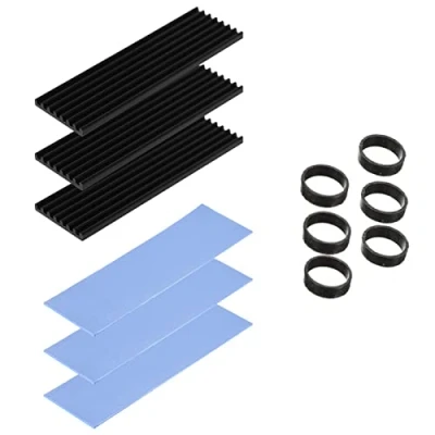 Afbeelding van M2 SSD koellichaam, 3 delige set M.2 warmtegeleidingspads, koelset heatsink, aluminium koeler met siliconen warmtegeleiderpad, halfgeleiderapparaten koeler, Heatsink 2280 PCIE NVME CPU koeling voor