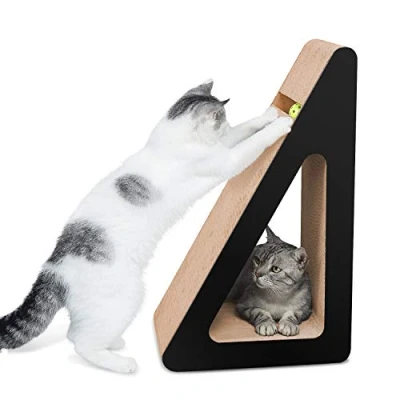 Afbeelding van Aibuddy Kattenkrabber, helling krabpad, kartonnen loungebed met bal, speelgoed kattenkruid [68 x 36 27 cm, meerdere krabhoeken, superieur karton en constructie]