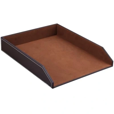 Afbeelding van KINGFOM™ A4 lederen brievenbakje (bruin)