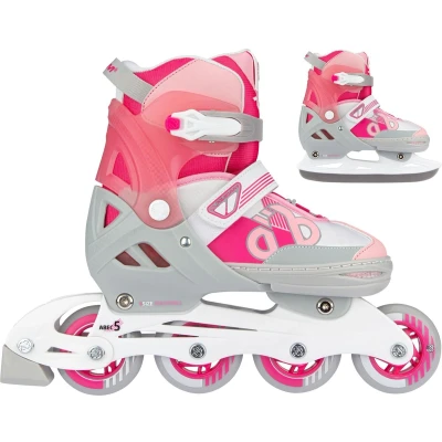 Afbeelding van Nijdam Schaats Skates Combo Verstelbaar 37 40 Bold Berry Grijs/Wit/Roze