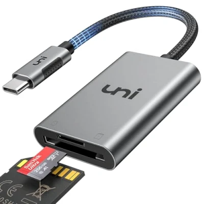 Afbeelding van uni USB C kaartlezer 2 in 1 SD/TF Kaartlezer, Type [Thunderbolt 3] SD Adapter OTG Compatibel voor MacBook Pro/Air, iPad Pro, Samsung Galaxy S23/S10, Surface Book en meer