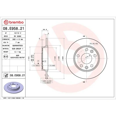 Afbeelding van Remschijf BREMBO 08.E958.21