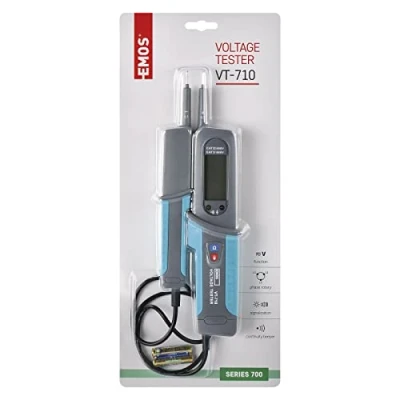 Afbeelding van EMOS spanningstester en fasetester CAT IV 600 V, AC/DC volttester/digitale 6V 690V, polariteitsweergave, weerstand, continuïteit, diodes, zaklamp, IP64