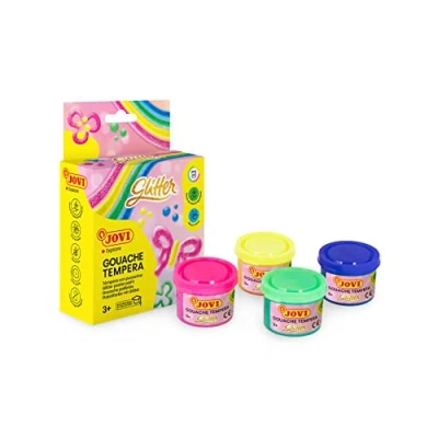 Afbeelding van Jovi Plakkaatverf Glitter 6 potjes van 55 ml in geassorteerde kleuren