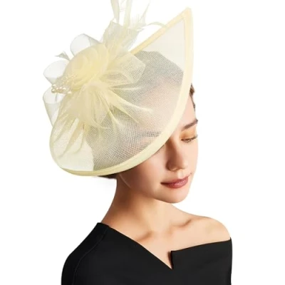 Afbeelding van DRESHOW Fascinator Hoeden Dames Thee Party Hoofddeksels Pillendoosje Hoed Vintage Hoofdband Cocktail voor Meisjes en Vrouwen