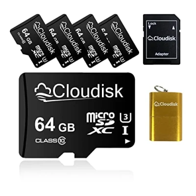 Afbeelding van Cloudisk 5 Pack Micro SD kaart met MicroSD Adapter Kaartlezer Geheugenkaart (5 64GB)