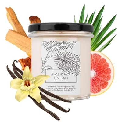 Afbeelding van Hagi Holidays On Bali Natuurlijke Sojakaars Geurkaars Vegan Etherische Olie