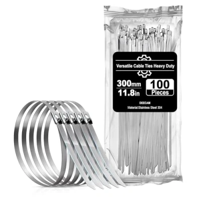 Afbeelding van Deecam RVS Kabelbinders 100 stuks, Premium 304 Ritsbanden, 4.6x300 mm Metalen Kabelbinders, Gebruikt in Industrie, Landbouw, Hekwerkreparatie en Draadbundeling
