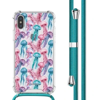 Afbeelding van Apple iPhone X Hoesje Kunststof iMoshion Softcase/Koordhoesje/Backcover Jellyfish Watercolor Telefoonhoesje
