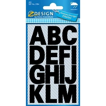 Afbeelding van Avery Etiketten Letters A z Groot, 2 Blad, Zwart, Waterbestendige Folie Kleefletters