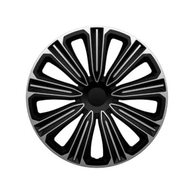 Afbeelding van Wieldoppen ROSSO SB 16 inch ZILVER/ZWART. Set a 4 stuks (CONTROLEER UW BANDENMAAT en lees a.u.b. de onderstaande, uitgebreide tekst!)