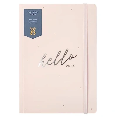 Afbeelding van Busy B Dagboek januari tot december 2024 A5 roze weekplanner met notities