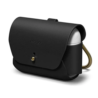 Afbeelding van elago lederen hoes compatibel met Apple AirPods Pro 2 en Echt hoes, vintage gevoel luxe kleuren [fit getest] (zwart)