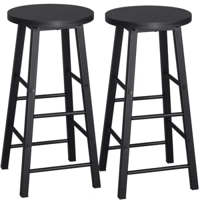 Afbeelding van WOLTU Set van 2 Barkrukken Industriële stijl,Bistrokruk Metalen structuur MDF oppervlak,Zwart BH130sz