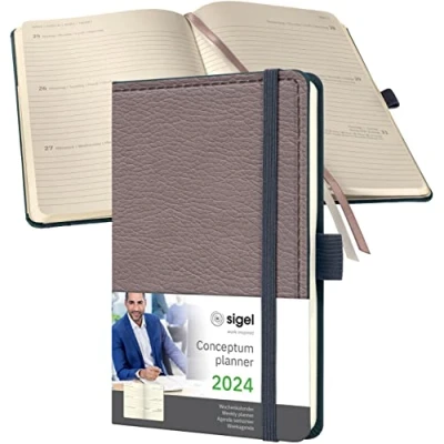 Afbeelding van Weekagenda Conceptum A6 2024 (NL/FR/EN/DU), Design Taupe Hardcover