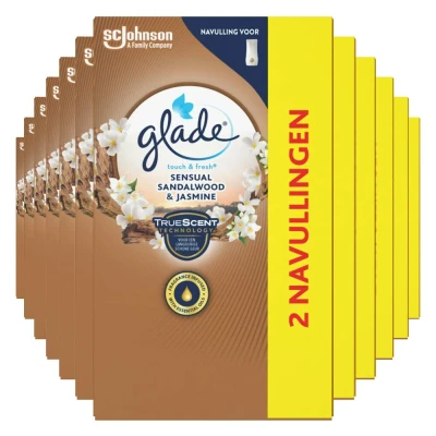 Afbeelding van 12x Glade Touch &amp; Fresh Sensual Sandalwood Jasmine 10 ml