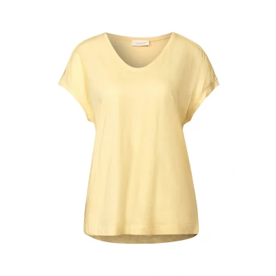 Afbeelding van Street One Studio Vneck Tshirt basic, Dames, Maat: 40, Gelb