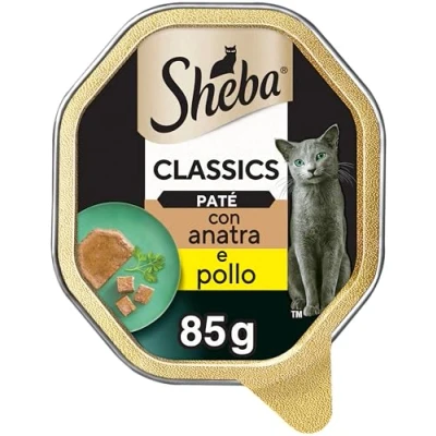 Afbeelding van Sheba Classics in Paté Kattenvoer met Fijne Stukjes Eend en Kip Graanvrij 22 x 85g