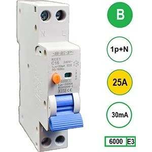 Afbeelding van SEP RCE1 Aardlekautomaat 1p+n B25 100mA 6kA