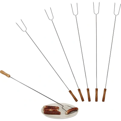 Afbeelding van Relaxdays BBQ spies 6 stuks vleespen grillspiesen barbecue vleesspies edelstaal
