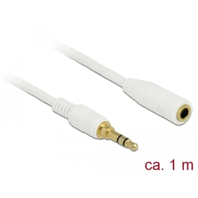 Afbeelding van Delock jack verlengkabel 3.5 mm 3 pins male naar female 1 m wit Delo