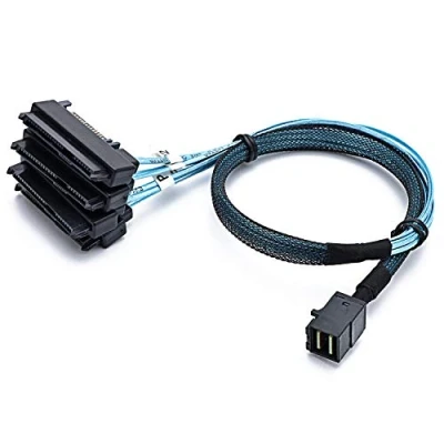 Afbeelding van CableDeconn SFF 8643 Interne Mini SAS HD aan (4) 29pin 8482 connectoren met 15pin Power Port 12GB/S Kabel (1M)