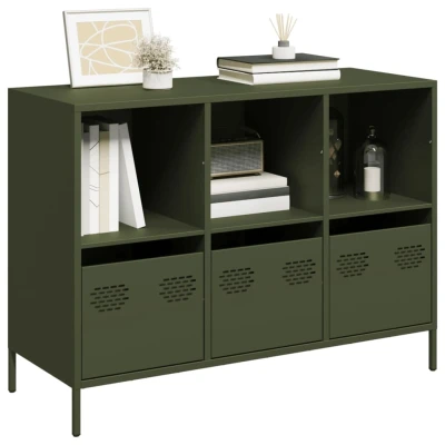 Afbeelding van Dressoir 101,5x39x73,5 cm koudgewalst staal olijfgroen