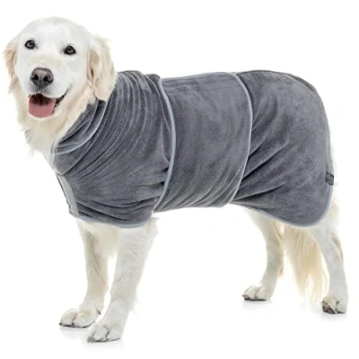 Afbeelding van Lucky Paws® UK Droogjas voor honden Microvezel hondenhanddoek/ochtendjas super absorberende badjas huisdieren/puppy&#039;s verstelbare kraag/capuchon en buikband superzacht sneldrogend (L,