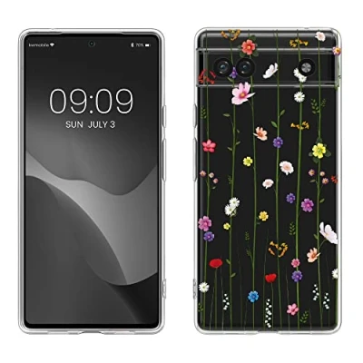 Afbeelding van kwmobile telefoonhoesje compatibel met Google Pixel 6a Hoesje voor smartphone in meerkleurig/transparant Wilde Bloemen Stengels