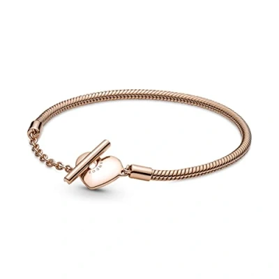 Afbeelding van Pandora 589285C00 Armband Heart T Bar Snake zilver rosekleurig
