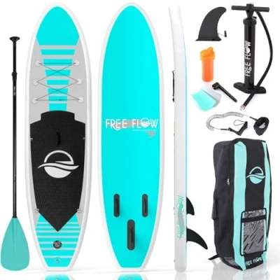 Afbeelding van SereneLife SLSUPB105 Free Flow Paddleboard SUP Stand Up Paddle Board Incl accessoires 10.5ft Max 125kg Turquoise