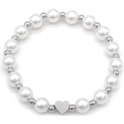Afbeelding van Bijoutheek Armband (Sieraad) Parels Balletjes Hartje Zilver