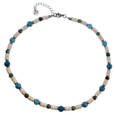 Afbeelding van 45cm tot 50cm Ketting Unisex Choker Zilverkleur RVS Witte Granaat Abacos Stenen Halsketting Verstelbaar