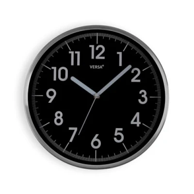 Afbeelding van Versa Natxitua Wandklok Decoratief voor Keuken, Woonkamer of Eetkamer, Eenvoudige en Traditionele Stijl, Afmetingen (H x L B) 30,5 4,3, Kleur Zwart Zilver
