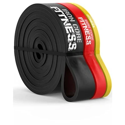 Afbeelding van Hoogwaardige pull up bandset voor training, kracht, flexibiliteit, stretching in de sportschool of thuis. Dikke, lange, elastische weerstandsbanden