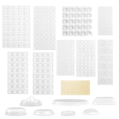 Afbeelding van Vicloon rubberen buffers, 389 stuks transparante beschermbuffers in 9 maten en stijlen, deurbuffers, elastische zelfklevende pads, stopbuffers, meubelbumpers voor deuren, kasten, laden