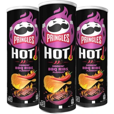 Afbeelding van 3x Pringles HOT Smokin&#039; BBQ Ribs 160 gr