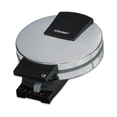 Afbeelding van Cloer 285 Oublie / Kniepertjes ijzer voor flinterdunne, knapperige hoorns, 800 W, hoorngrootte 15 cm Ø, zware bakplaten, traploze instelbare bruiningsgraad, akoestisch gereed bericht, chroom